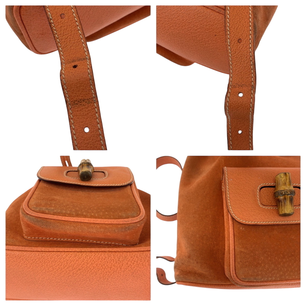 GUCCI Bamboo Orange Brown Suede Backpack - Picture 6 of 10